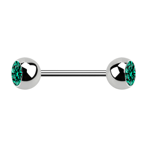 Micro Barbell argent avec deux boules et cristal turquoise