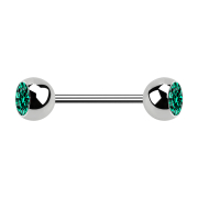 Micro Barbell argent avec deux boules et cristal turquoise