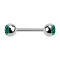 Micro Barbell argent avec deux boules et cristal turquoise