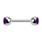 Micro Barbell argent avec deux boules et cristal violet