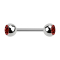 Micro Barbell argent avec deux boules et cristal rouge