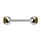 Micro Barbell argenté avec deux boules et cristal topaze