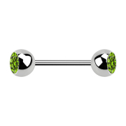 Micro Barbell argenté avec deux boules et cristal...