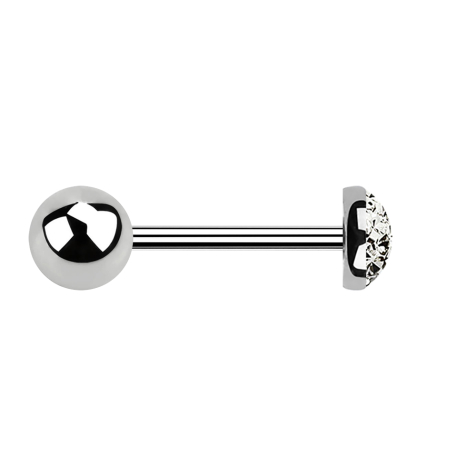 Micro Barbell argent avec boule et dôme en cristal argent époxy de protection