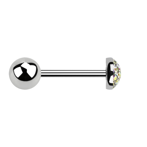 Micro barbell silver with ball and crystal dome multicolor epoxy protective layer