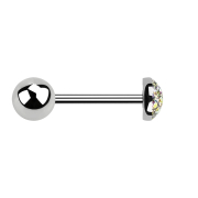 Micro barbell silver with ball and crystal dome...