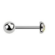 Micro Barbell argent avec boule et cristal dôme...