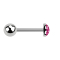 Micro Barbell argent avec boule et dôme de cristal rose couche protectrice dépoxy