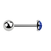 Micro barbell silver with ball and crystal dome dark blue...