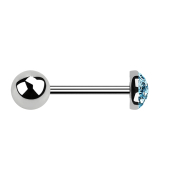 Micro Barbell argent avec boule et dôme en cristal...