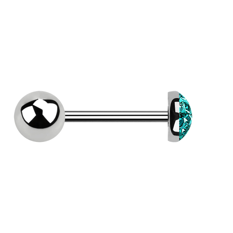 Micro Barbell argent avec boule et cristal dôme turquoise époxy de protection