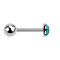 Micro Barbell argent avec boule et cristal dôme turquoise époxy de protection
