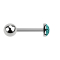 Micro barbell silver with ball and crystal dome turquoise epoxy protective coating