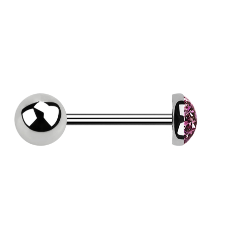 Micro Barbell argent avec boule et cristal dôme violet clair couche protectrice dépoxy