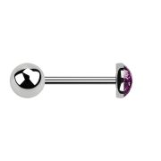 Micro barbell silver with ball and crystal dome violet...