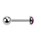 Micro barbell silver with ball and crystal dome violet epoxy protective layer