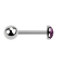 Micro Barbell argent avec boule et cristal dôme violet époxy de protection