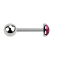 Micro Barbell argent avec boule et cristal dôme fuchsia époxy de protection