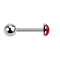 Micro Barbell argent avec boule et cristal dôme rouge époxy de protection