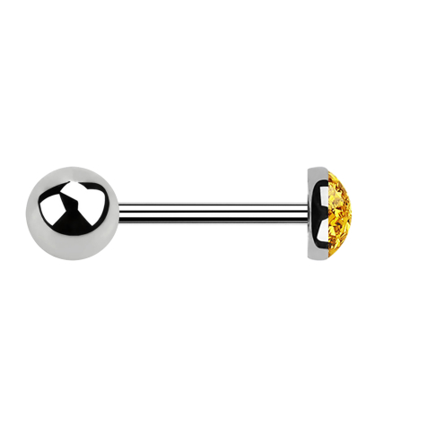 Micro Barbell argent avec boule et cristal dôme topaze époxy de protection