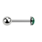 Micro Barbell argent avec boule et dôme en cristal vert couche protectrice dépoxy