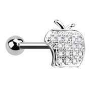 Micro barbell silver apple with crystal