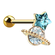 Micro barbell gold-plated star crystal with crystal