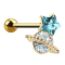 Micro barbell gold-plated star crystal with crystal