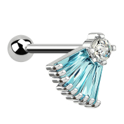 Micro Barbell argent éventail aqua