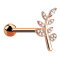 Micro barbell rose gold leaf with crystal