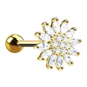 Micro barbell 14k gold-plated crystal flower