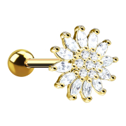 Micro Barbell 14k doré fleur de cristal