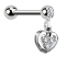 Micro Barbell argent avec pendentif coeur et cristal