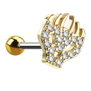 Micro barbell 14k gold-plated flame head