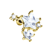 Micro barbell 14k gold-plated double star crystal