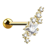 Micro barbell 14k gold-plated crystal group with star