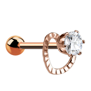Micro barbell rose gold crystal with heart