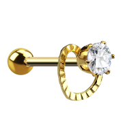 Micro barbell gold-plated crystal with heart