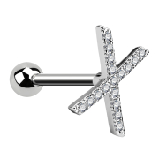 Micro Barbell argent X avec cristal