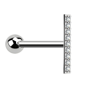 Micro barbell silver bar with crystal