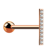 Micro barbell rose gold bar with crystal