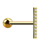 Micro barbell 14k gold-plated bar with crystal