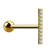 Micro Barbell plaqué or 14k barre avec cristal