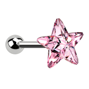 Micro Barbell silber mit Stern pink
