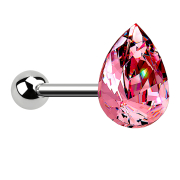 Micro Barbell argent goutte cristal rose