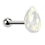 Micro Barbell argent goutte opalite blanc