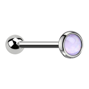 Micro barbell silver with purple epoxy stone