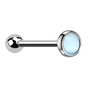 Micro barbell silver with epoxy stone blue