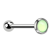 Micro barbell silver with epoxy stone green