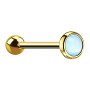 Micro barbell gold-plated with blue epoxy stone
